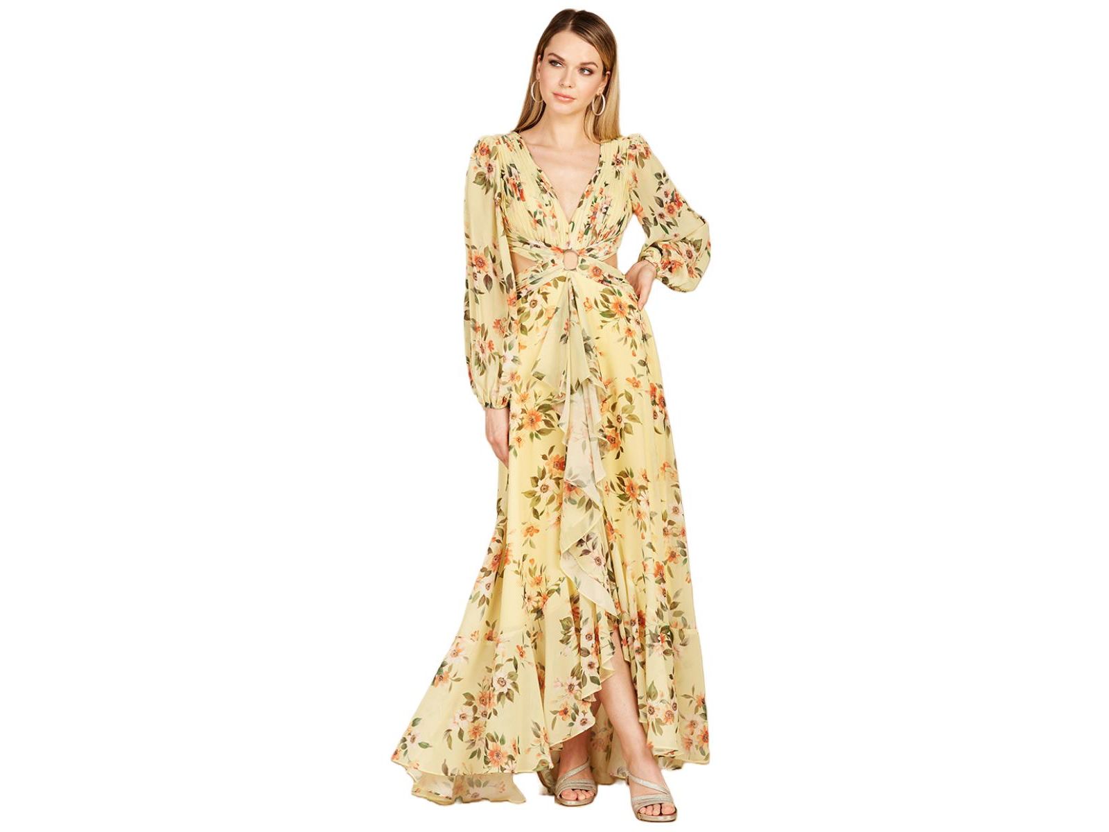 Женское платье Lara Long Sleeve V-Neck Layered Skirt Print