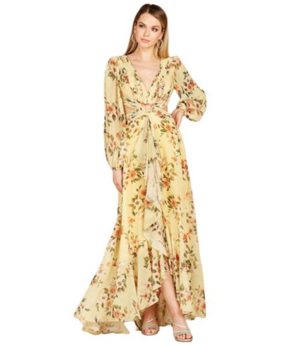Женское платье Lara Long Sleeve V-Neck Layered Skirt Print