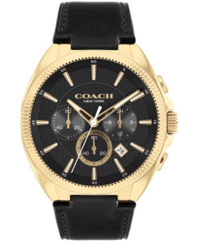 Мужские часы COACH Jackson с черным кожаным ремешком 45mm