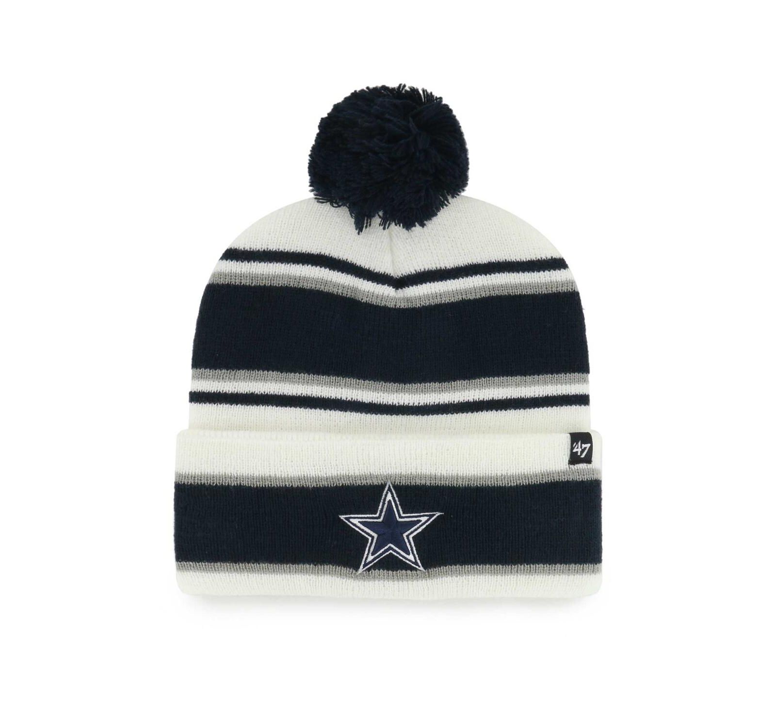 '47 Brand белая вязаная шапка с помпоном Dallas Cowboys Stripling для детей и подростков