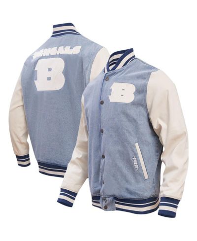 Men's Pro Standard Denim Distressed Cincinnati Bengals Varsity Blues Full-Snap Varsity Jacket