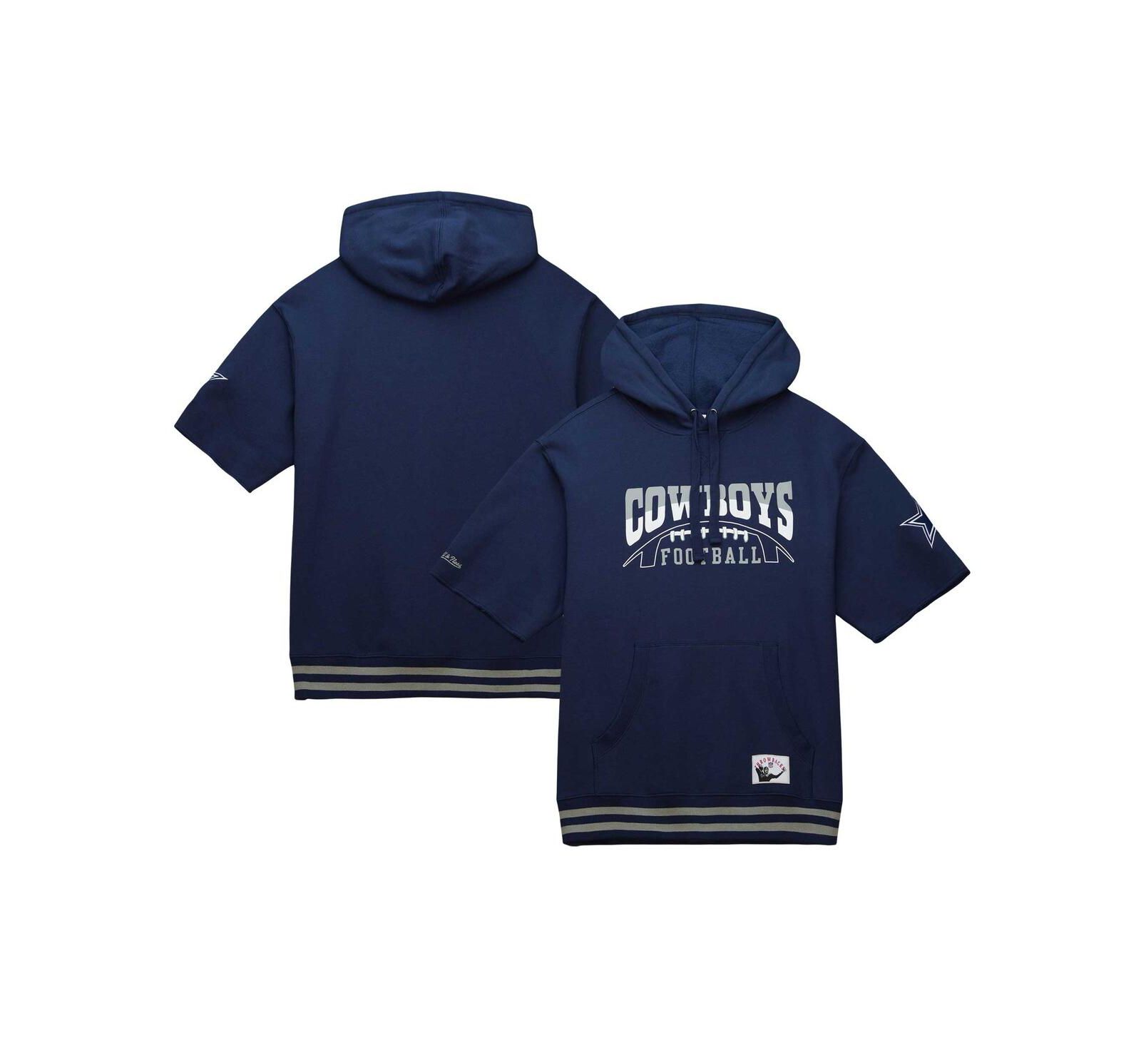 Мужское худи Mitchell & Ness Navy Dallas Cowboys Pre-Game с коротким рукавом
