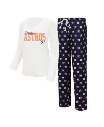Женский комплект для сна Concepts Sport White, Navy Houston Astros Long Sleeve V-Neck T-shirt и брюки Gauge