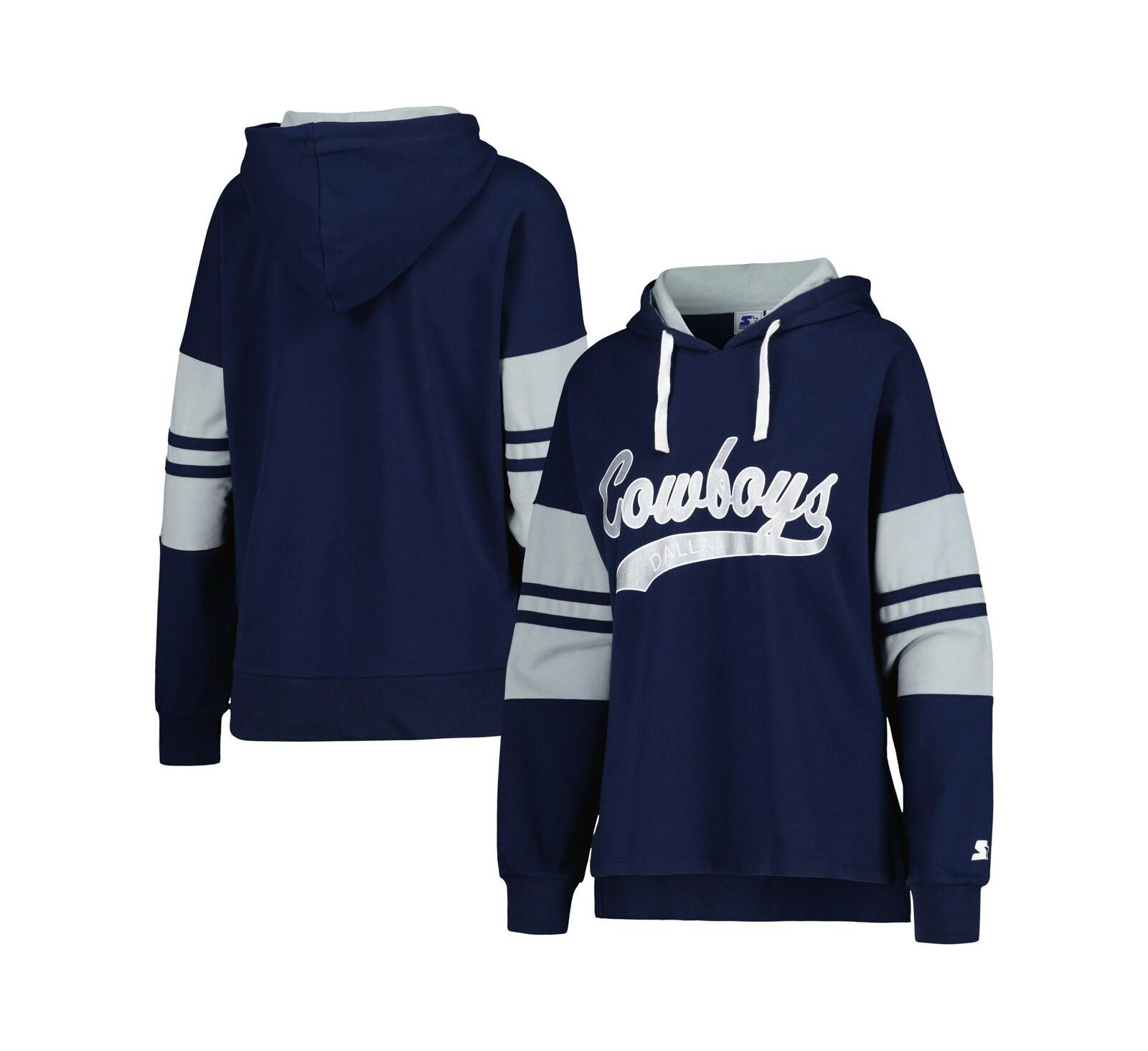 Мужская толстовка-худи Starter Navy Dallas Cowboys Bump And Run Long Sleeve