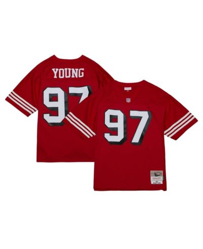 Мужская джерси Mitchell & Ness Bryant Young Scarlet Distressed San Francisco 49ers Legacy Replica