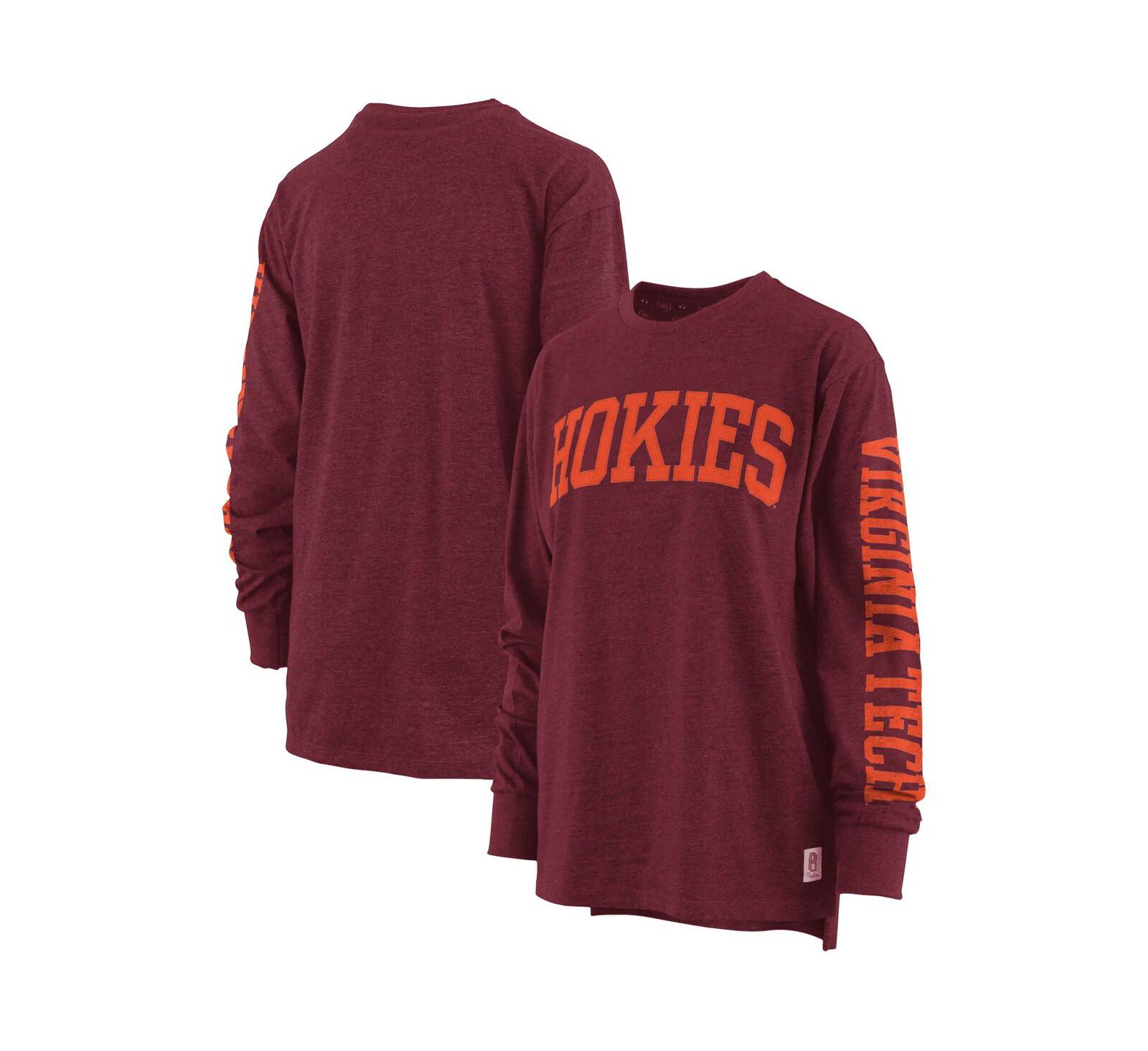 Футболка Pressbox Women's Heathered Maroon Virginia Tech Hokies Canyon Long Sleeve