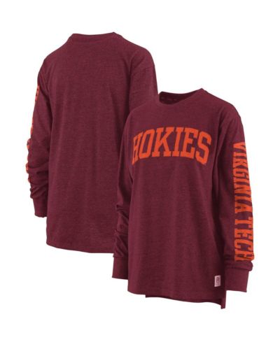 Футболка Pressbox Women's Heathered Maroon Virginia Tech Hokies Canyon Long Sleeve