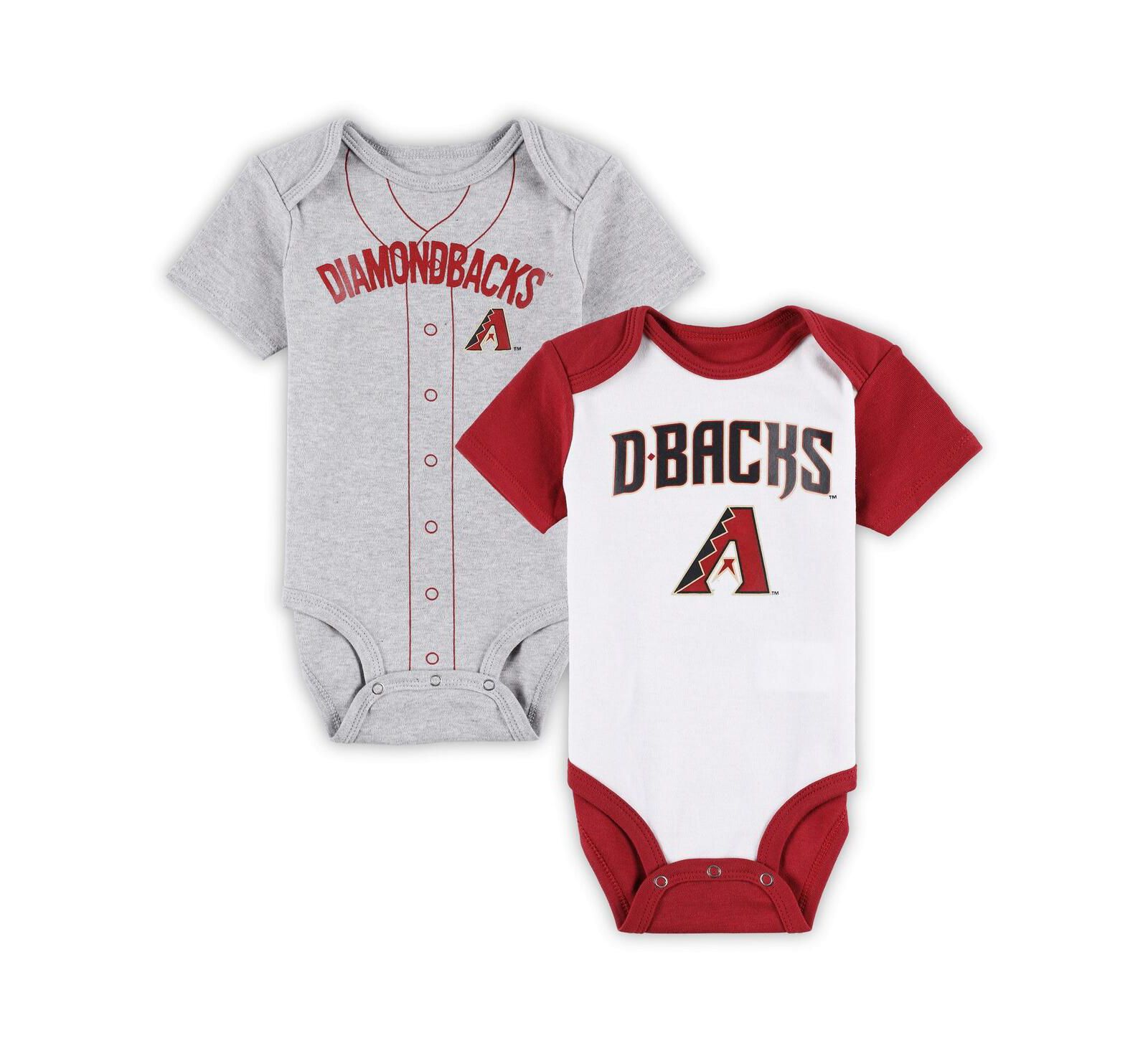 Комплект боди Little Slugger для младенцев (мальчики и девочки) Arizona Diamondbacks, белый и серый меланж