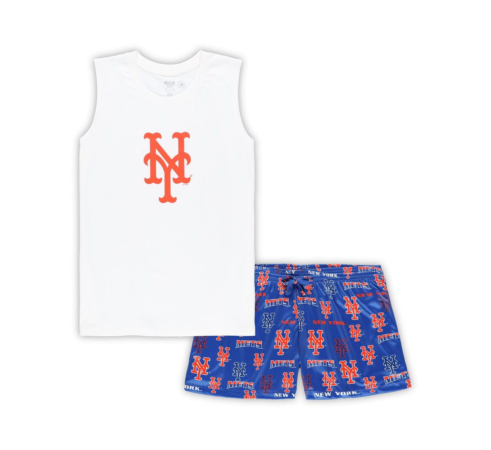 Женский комплект для сна Concepts Sport: топ и шорты Plus Size, белый, Royal New York Mets