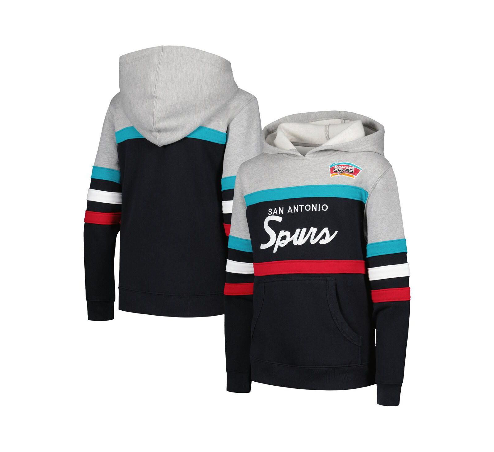 Худи Mitchell & Ness Gray, Black San Antonio Spurs Hardwood Classics Head Coach Pullover для мальчиков