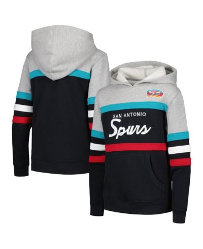 Худи Mitchell & Ness Gray, Black San Antonio Spurs Hardwood Classics Head Coach Pullover для мальчиков