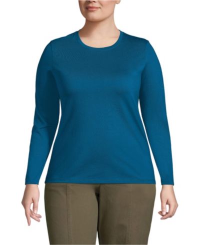 Функциональная футболка Lands' End Plus Size Supima Cotton Long Sleeve Crew Neck