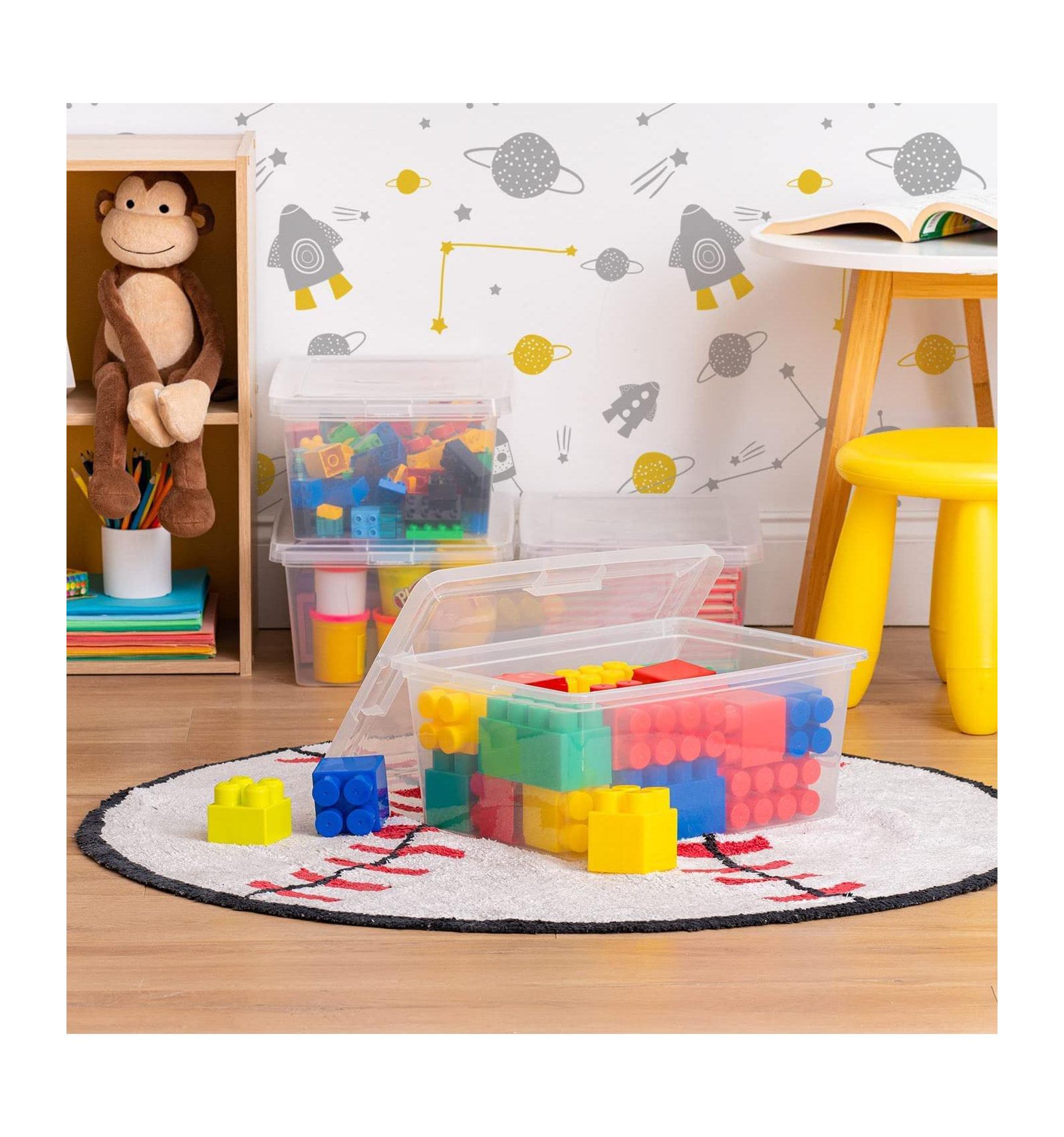 IRIS 14.5 Quart Plastic Storage Bin Tote Organizing Container with Latching Lid, Stackable and Nestable, Clear, 4 Pack