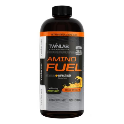 Twinlab Amino Fuel Liquid Orange Rush - Caffeine Free Pre Workout & Post Workout Amino Energy Drink with BCAA & Collagen Peptides - Post Workout Recovery Drink, 32 fl oz