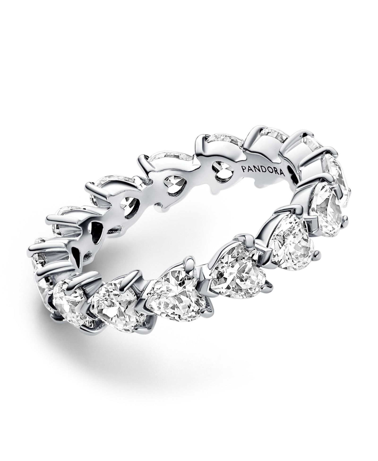 Pandora Sterling Silver with Clear Cubic Zirconia Hearts Ring