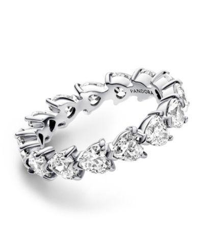 Кольцо Pandora из стерлингового серебра с прозрачными сердцами CZ