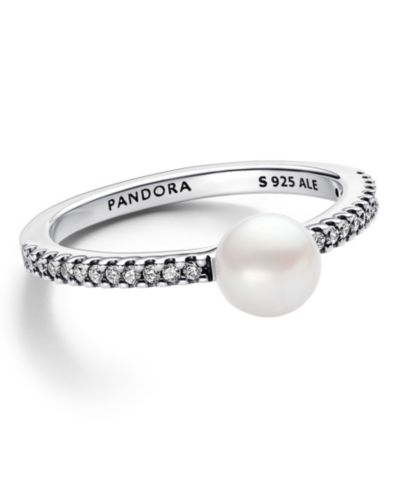 Pandora кольцо с культивированным речным жемчугом и паве из стерлингового серебра