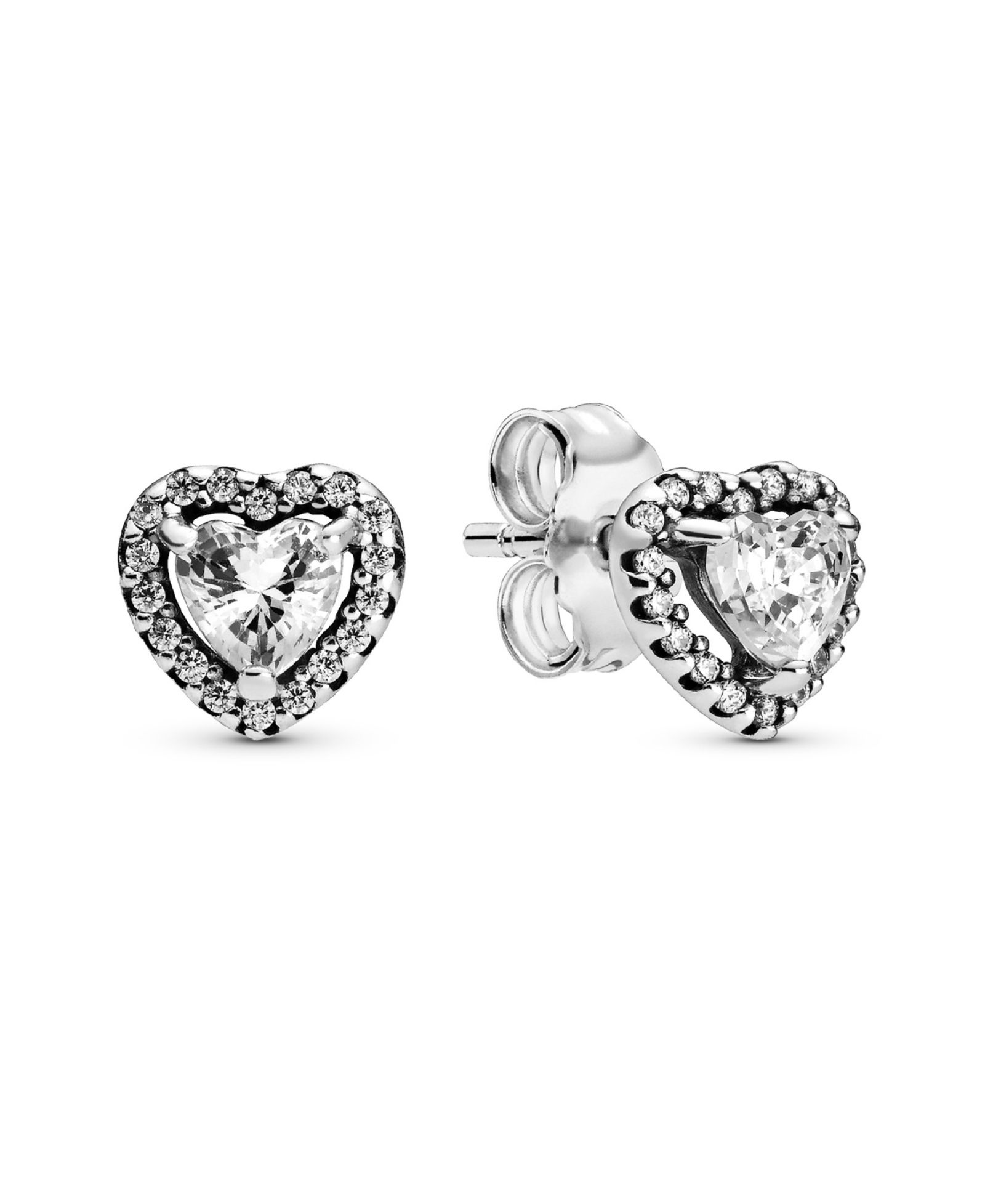 Pandora Clear Cubic Zirconia Heart Stud Earrings