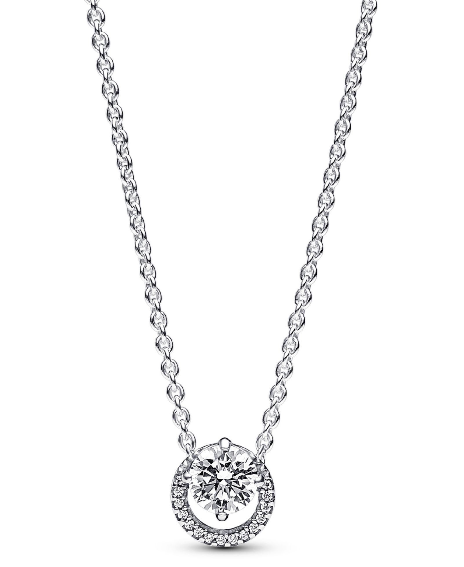 Подвеска-ожерелье Pandora Sterling Silver Sparkling Round Halo Pendant Collier