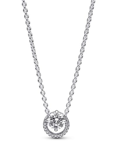Подвеска-ожерелье Pandora Sterling Silver Sparkling Round Halo Pendant Collier