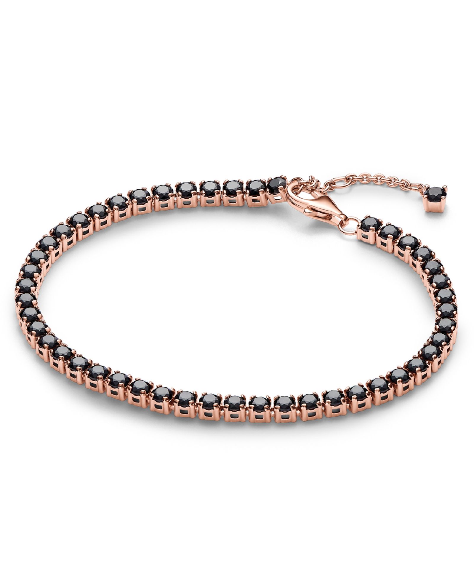 Pandora браслет Timeless Black Sparkling Tennis в 14K Rose Gold-Plated
