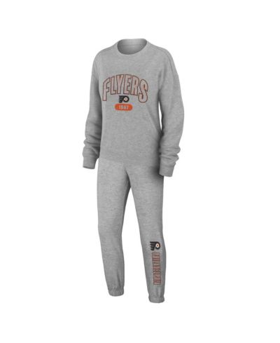 Women's WEAR by Erin Andrews Heather Gray Philadelphia Flyers Knit Long Sleeve Tri-Blend T-shirt and Pants Sleep Set