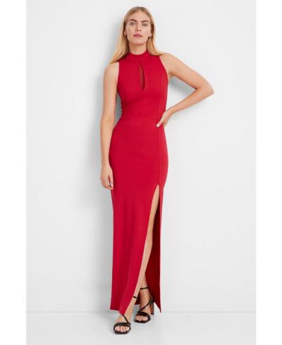 Marcella Женское вечернее платье Gabriette Mock-Neck Mesh-Cutout с разрезом