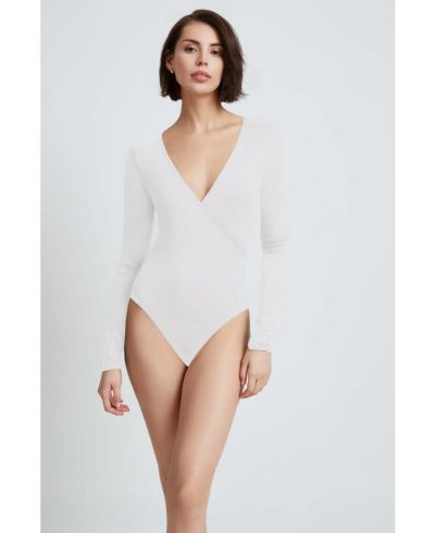 Marcella Women's Zora Wrap V-Neck Long-Sleeve Jersey Bodysuit