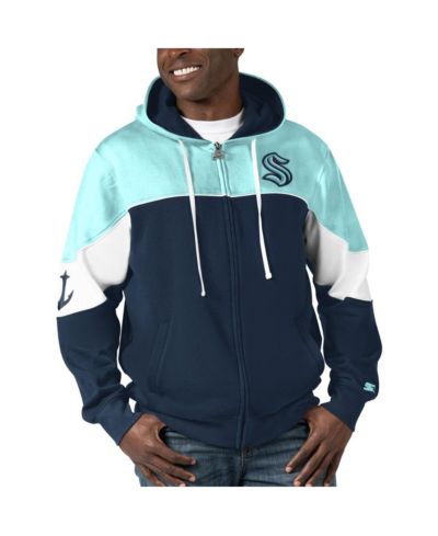 Мужское худи Starter Navy, Light Blue Seattle Kraken Power Forward Full-Zip