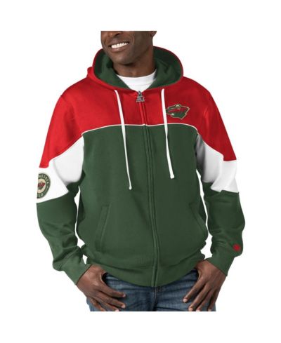 Мужское худи Starter Green, Red Minnesota Wild Power Forward Full-Zip Hoodie