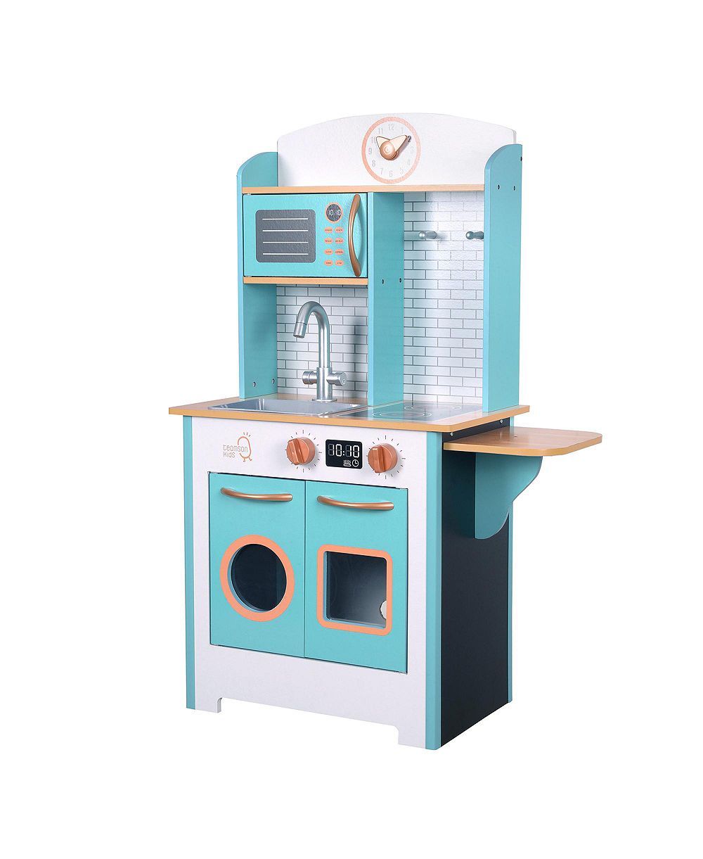 Teamson Kids Play Kitchen, Small Retro Aqua Wood, Little Chef Santos