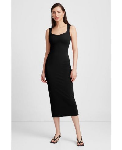 Marcella Women's Kristin Sleeveless Sweetheart-Neck Back-Slit Pencil Midi Dress