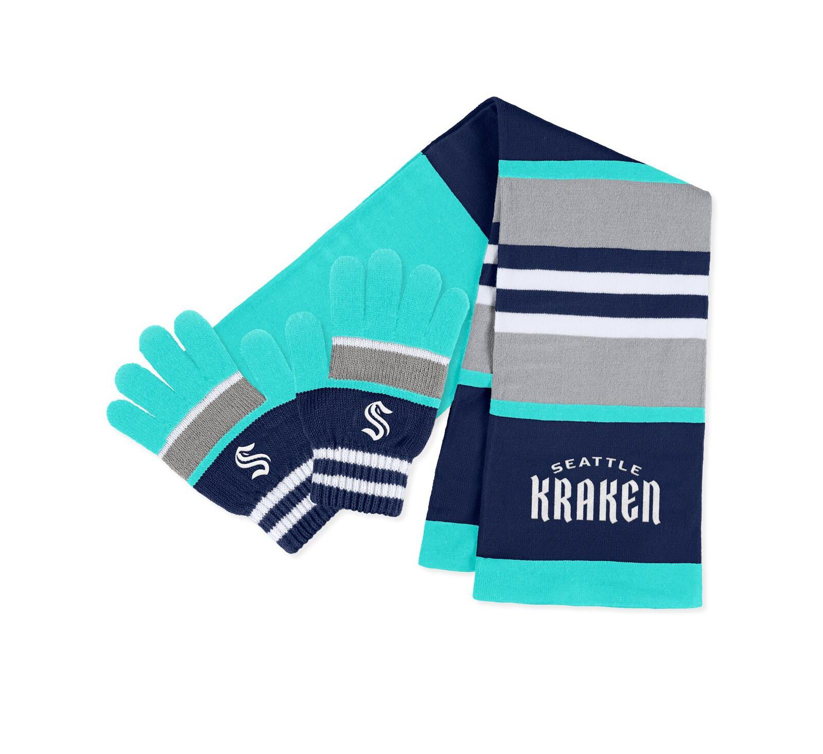 Women's WEAR by Erin Andrews Seattle Kraken Stripe Glove and Scarf Set