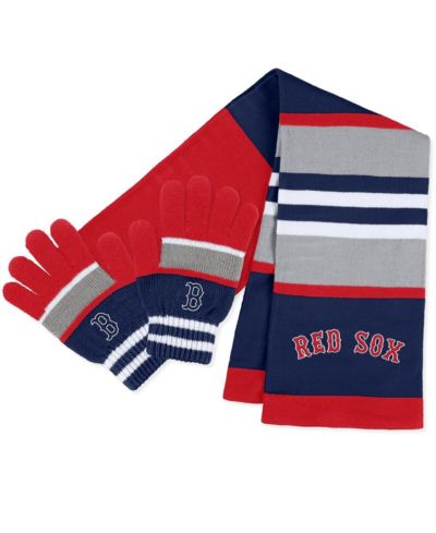 WEAR by Erin Andrews женский набор из перчаток и шарфа Boston Red Sox с полосками
