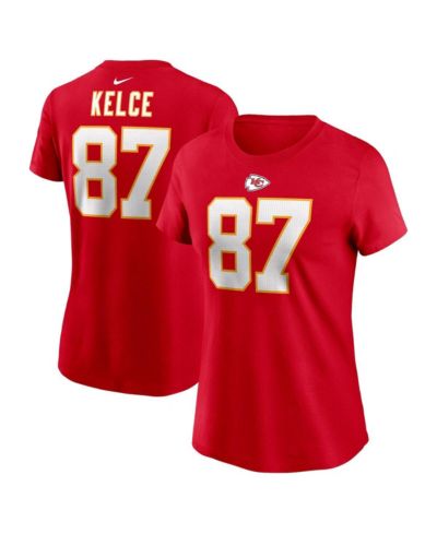 Женская футболка Nike Travis Kelce Red Kansas City Chiefs с именем игрока