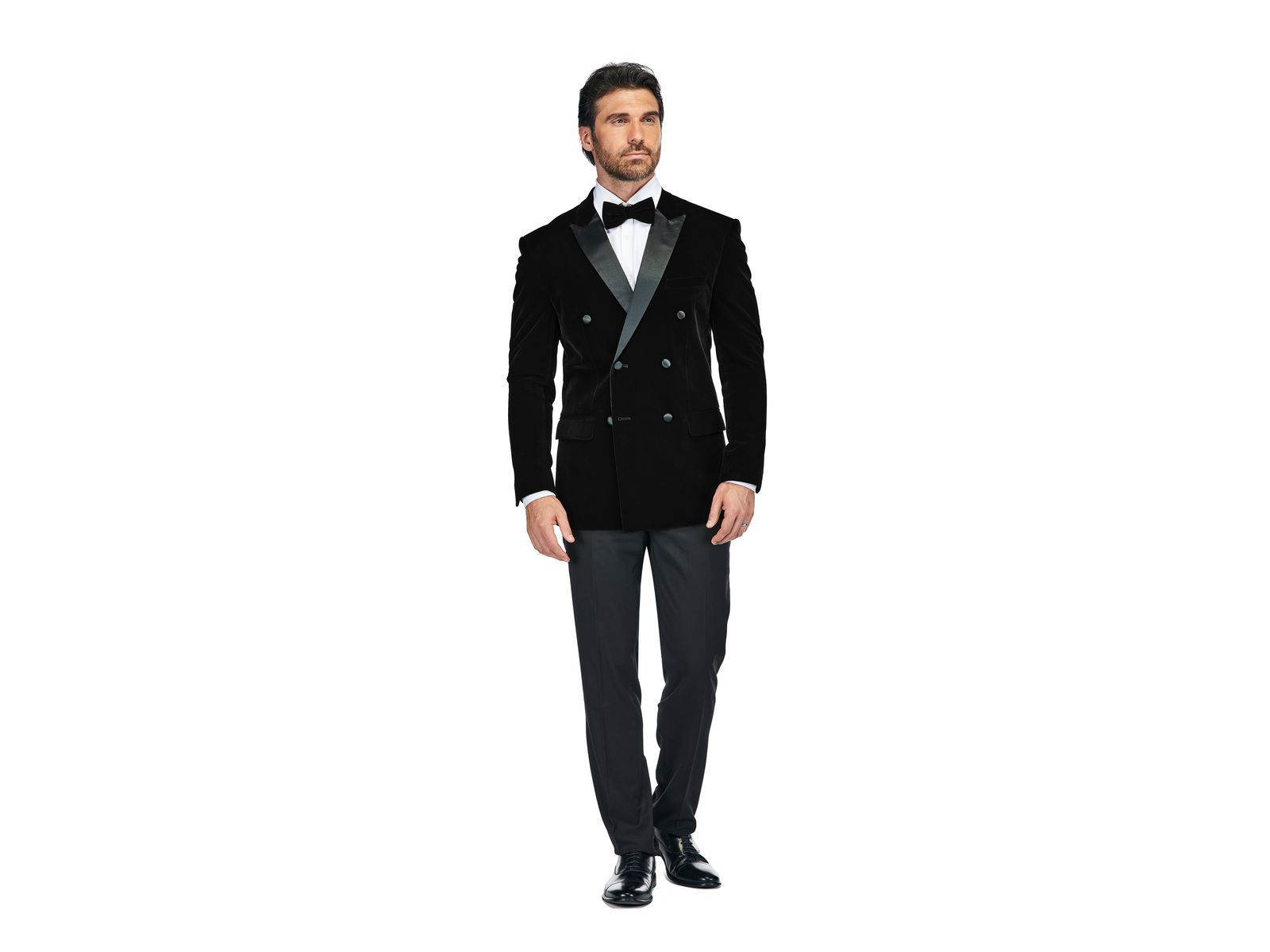 Мужской смокинг Gino Vitale Slim Fit из бархата birdseye с двубортным лацканом