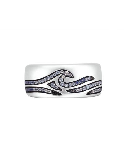 Мужское кольцо LuvMyJewelry Breaking Waves Design из стерлингового серебра с синим сапфиром и топазом