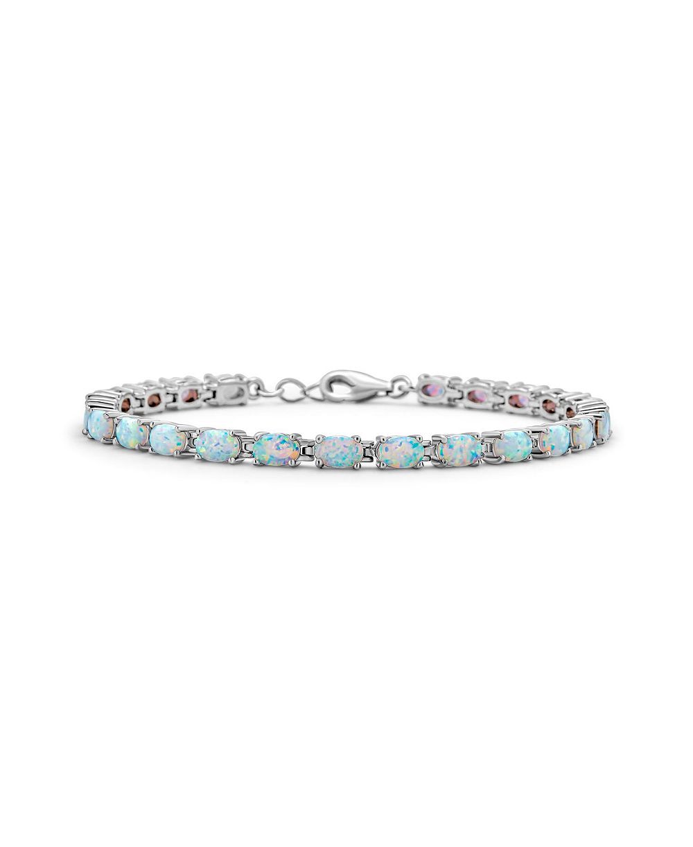 Браслет Bling Jewelry Solitaire Round Created Opal Tennis из Sterling Silver