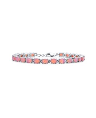 Браслет Bling Jewelry Solitaire Round Created Opal Tennis из Sterling Silver