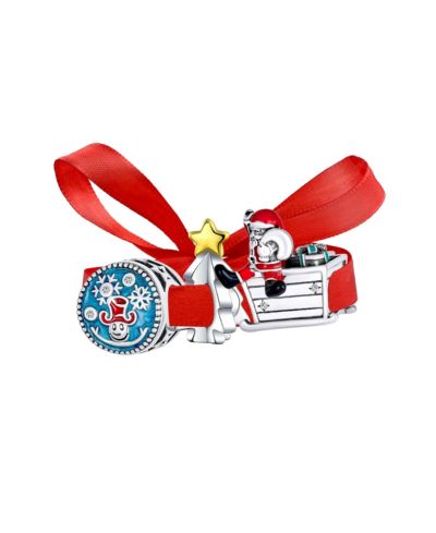 Bling Jewelry кулон-бусина из стерлингового серебра с цветной рождественской елкой, снеговиком, красной шляпой, Санта-Клаусом и санями (набор из 3 шт.)