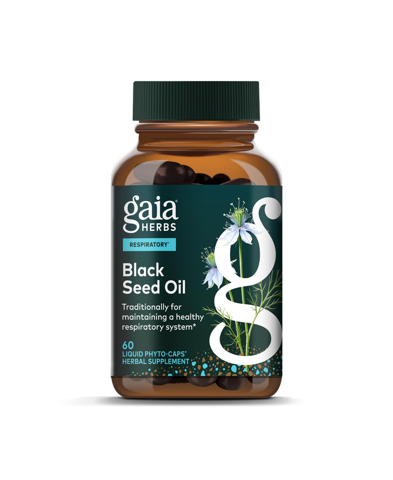 Gaia Herbs масло черного тмина Nigella Seed для поддержки легких и дыхания, 60 Liquid Phyto-Caps