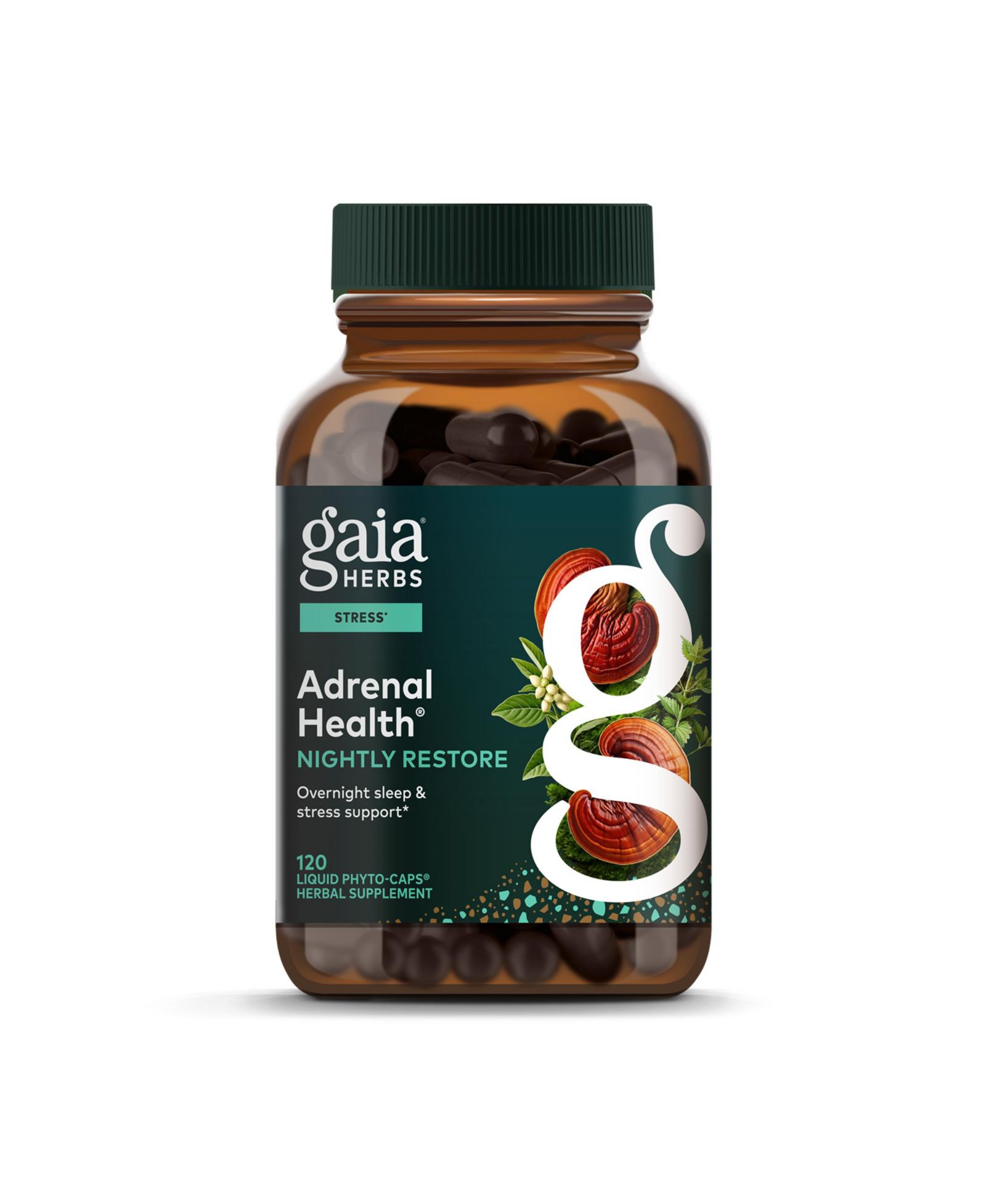 Gaia Herbs Adrenal Health Nightly Restore - Herbal Supplement с Ashwagandha, Magnolia Bark, Cordyceps