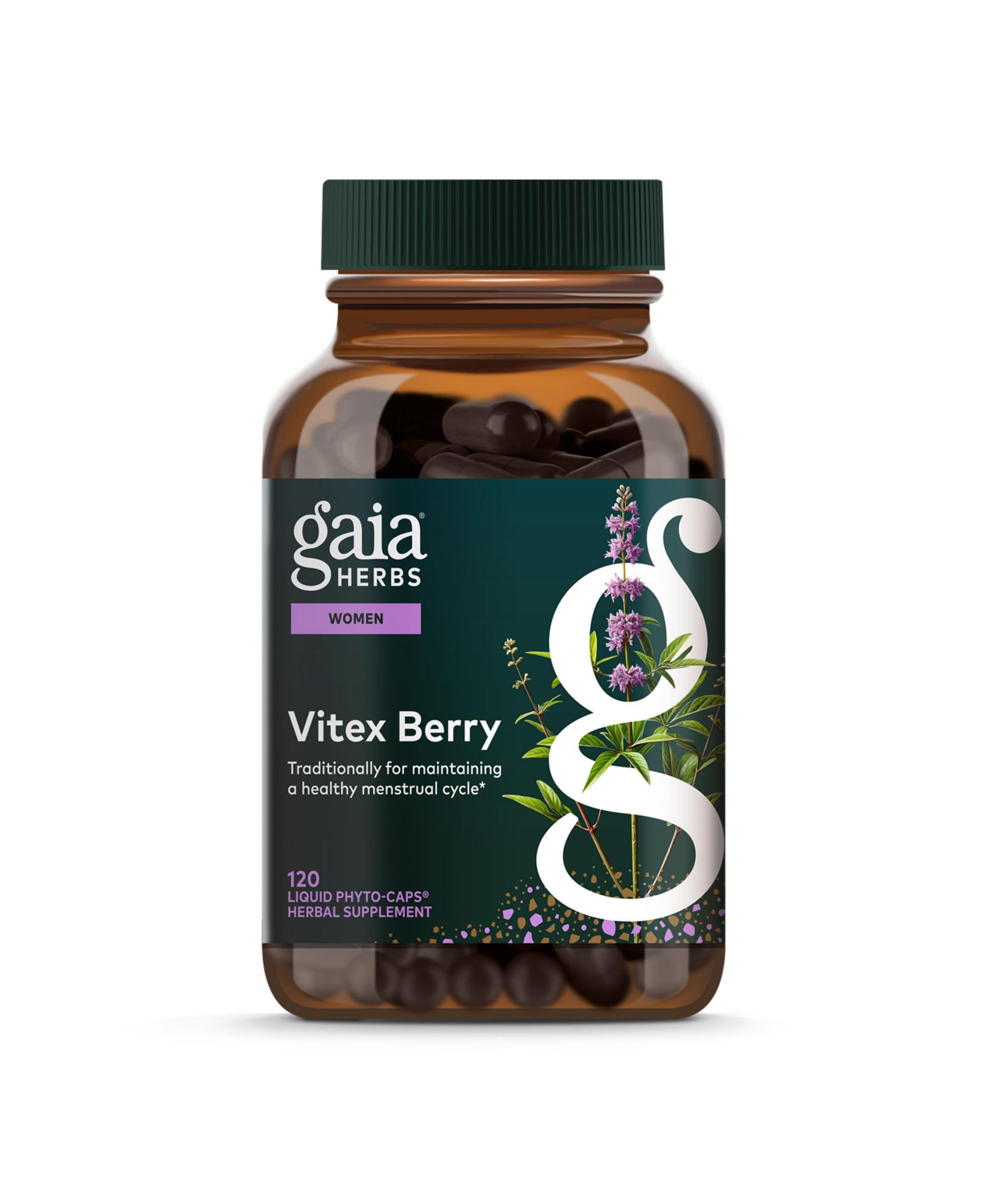 Gaia Herbs Vitex Berry для поддержания гормонального баланса у женщин и здорового менструального цикла, 120 жидких капсул (60 порций)