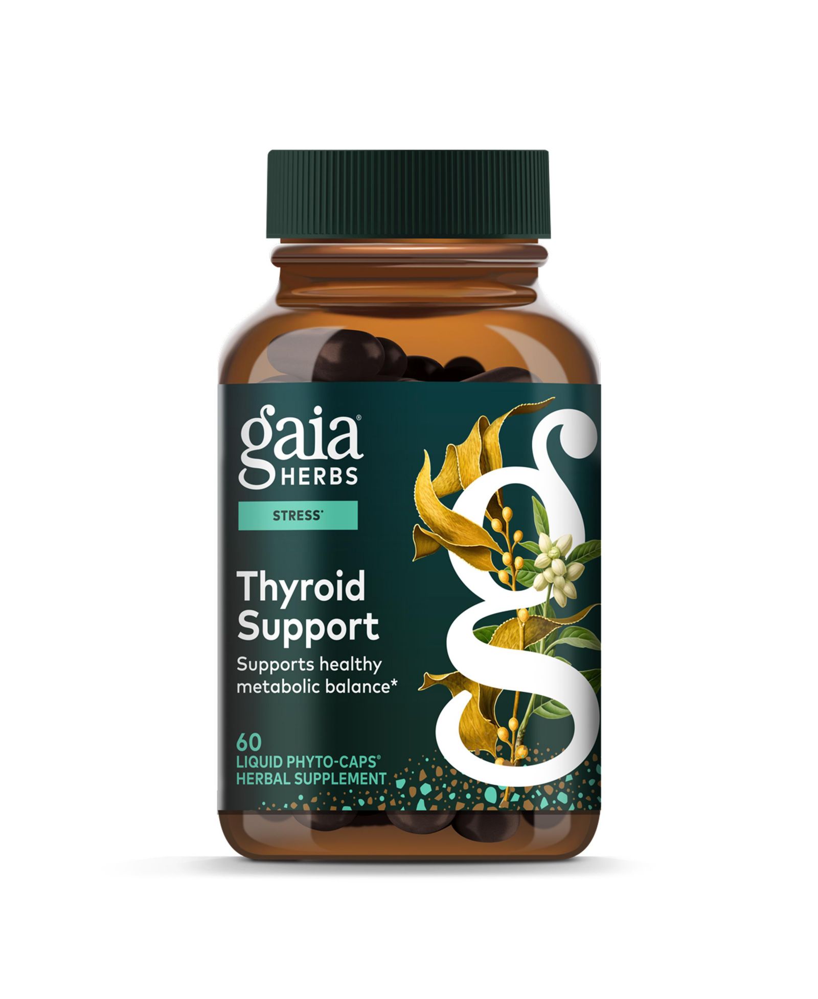 Gaia Herbs Thyroid Support с ашвагандой, 60 жидких капсул