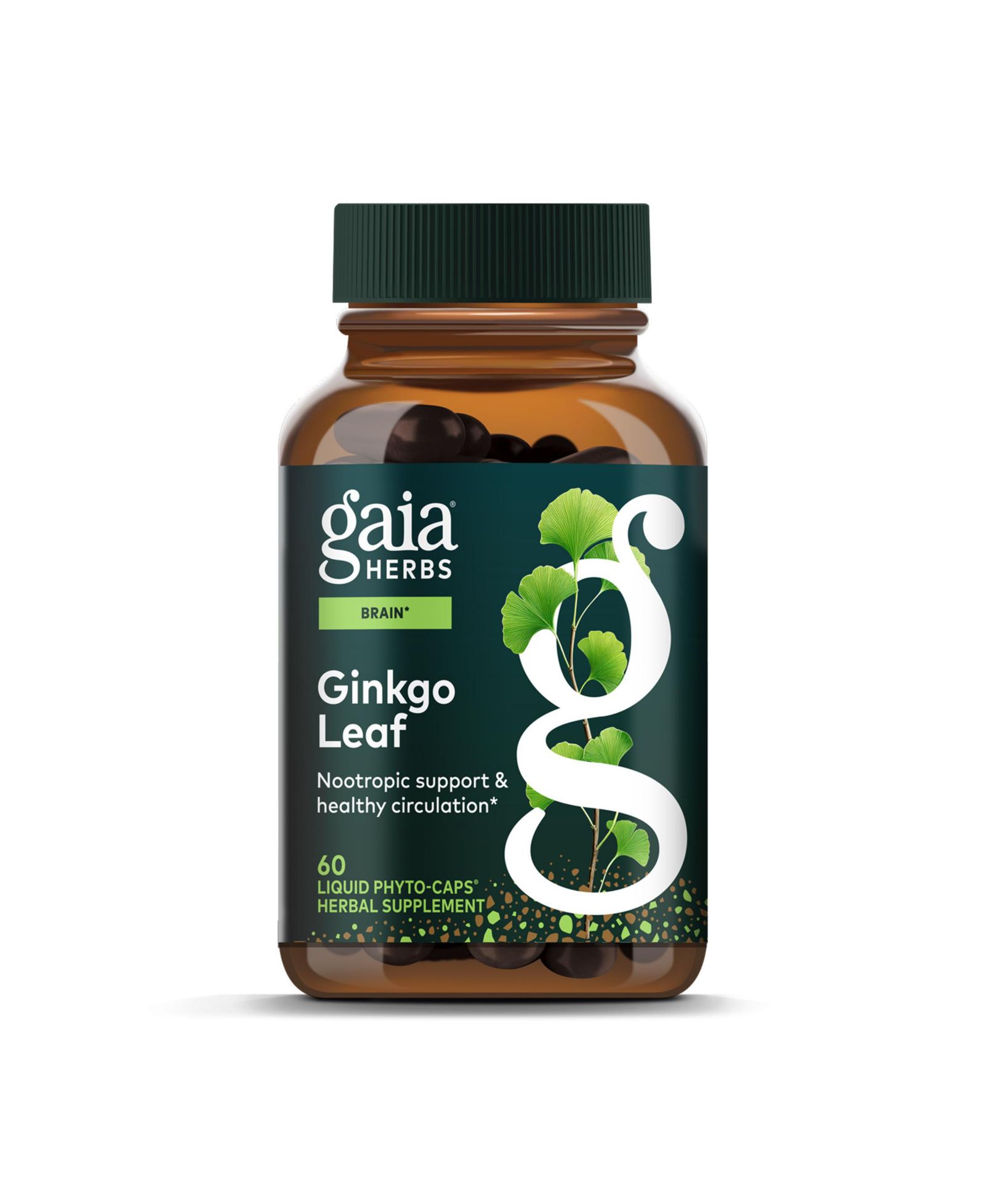 Gaia Herbs Ginkgo Leaf капсулы для поддержки кровообращения и работы мозга