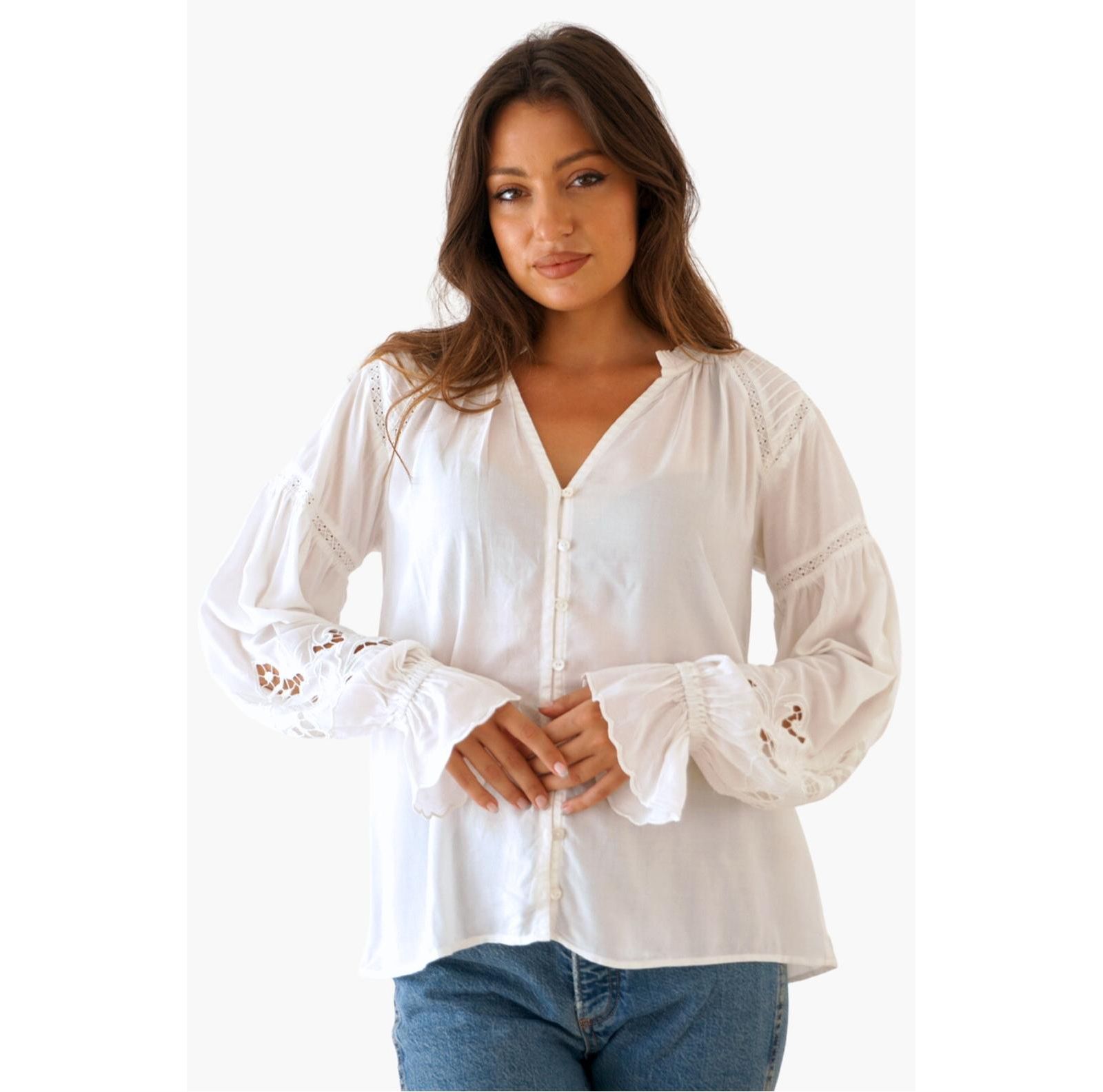 Paneros Clothing Women's Long Sleeve Embroidered Stevie Blouse