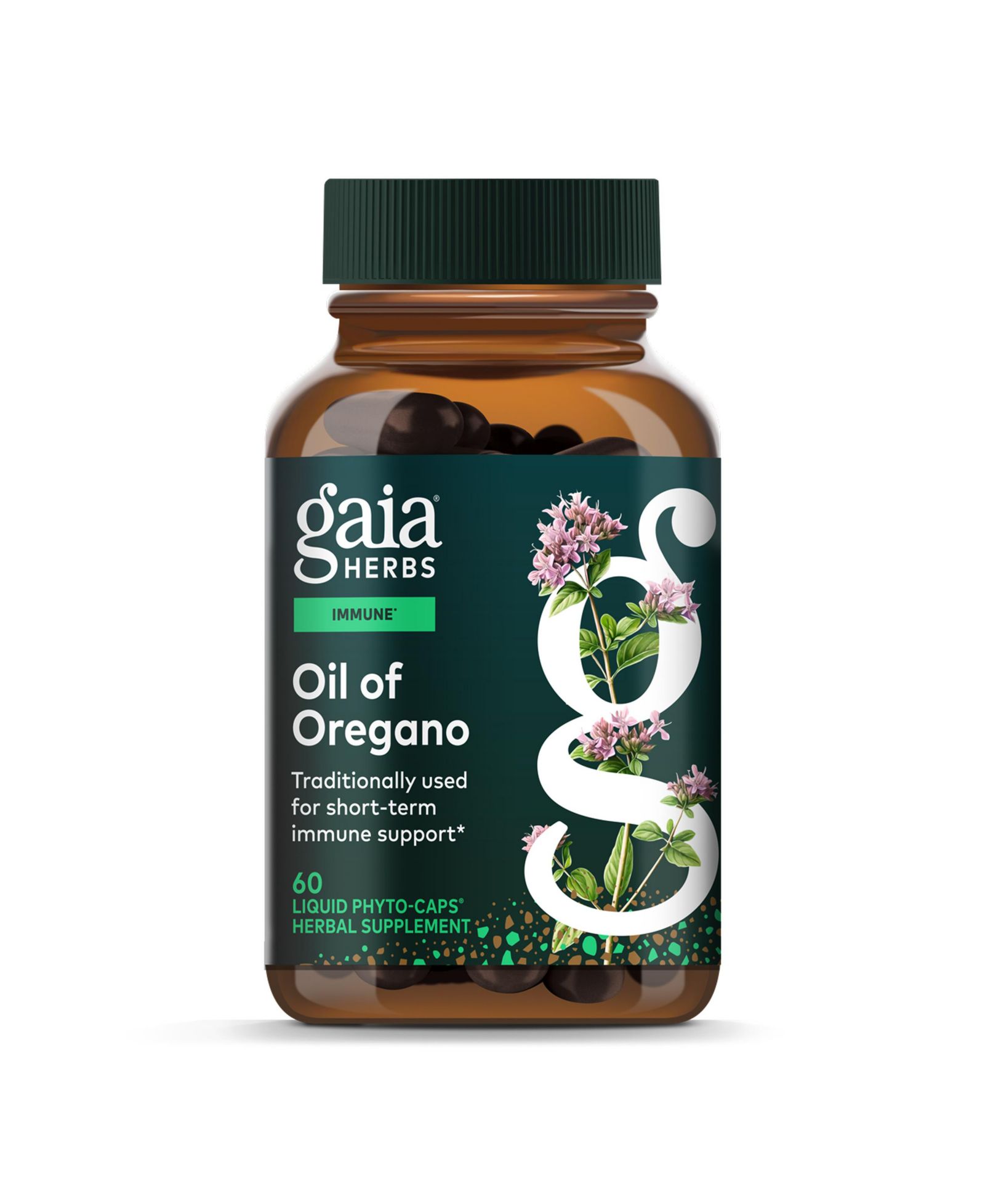 Пищевая добавка Gaia Herbs Oil of Oregano с карвакролом и тимолом, 60 капсул