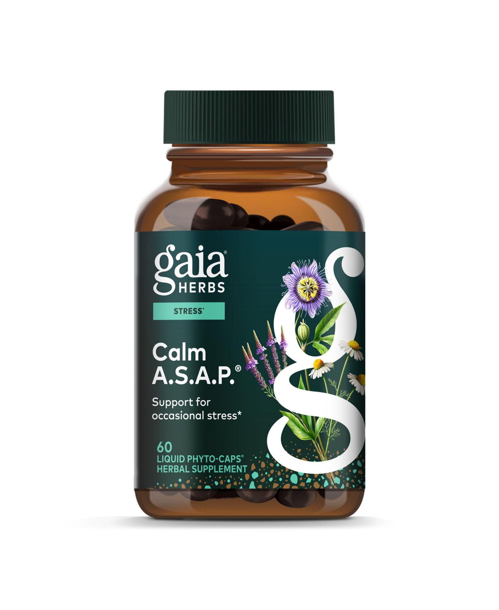 Gaia Herbs Calm A.S.A.P. — добавка для снятия стресса с шалфеем и пассифлорой, 60 капсул
