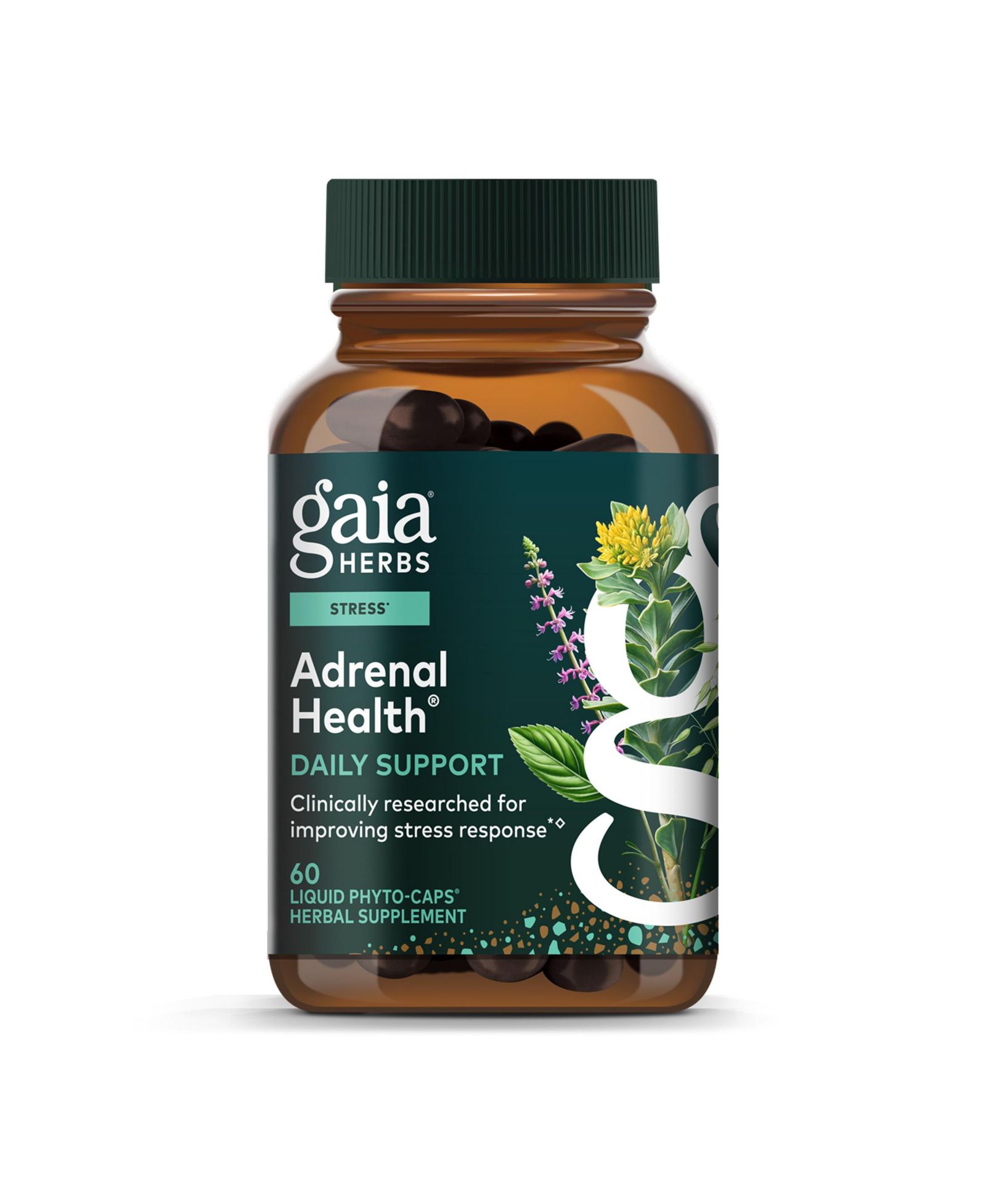 Gaia Herbs Adrenal Health Ежедневная поддержка — травяная добавка, 60 Phyto-Caps