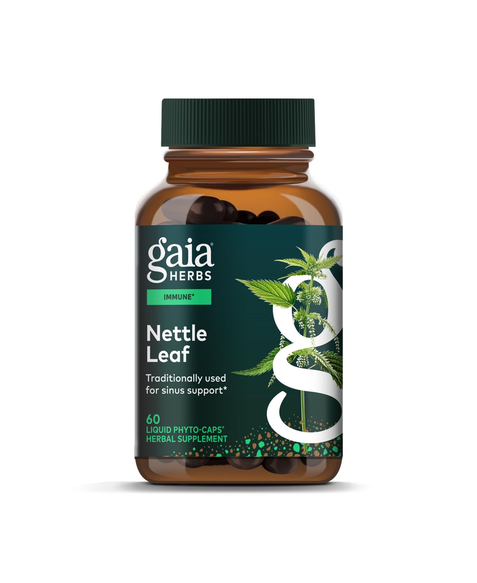 Gaia Herbs экстракт листьев крапивы для поддержки дыхательной и иммунной систем, 60 капсул (30 порций)